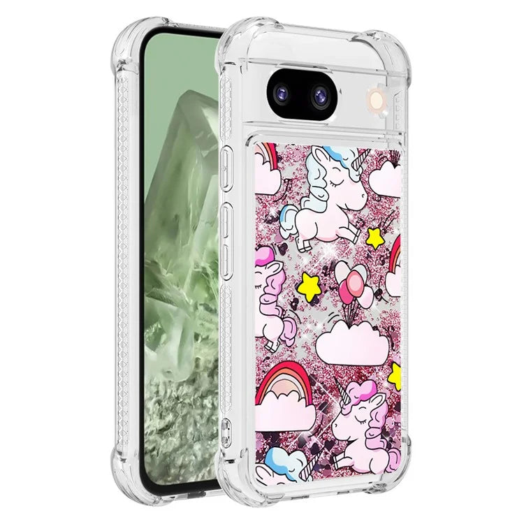 YB Quicksand Series-2 for Google Pixel 8a Case Pattern TPU Floating Sparkle Phone Cover