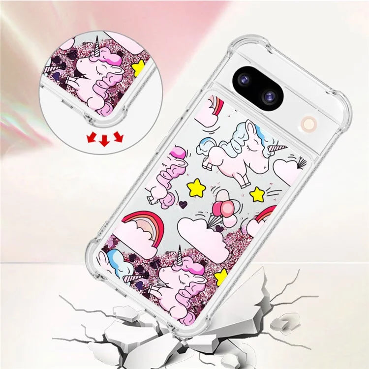 YB Quicksand Series-2 for Google Pixel 8a Case Pattern TPU Floating Sparkle Phone Cover