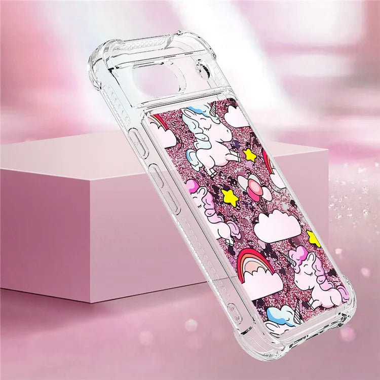 YB Quicksand Series-2 for Google Pixel 8a Case Pattern TPU Floating Sparkle Phone Cover