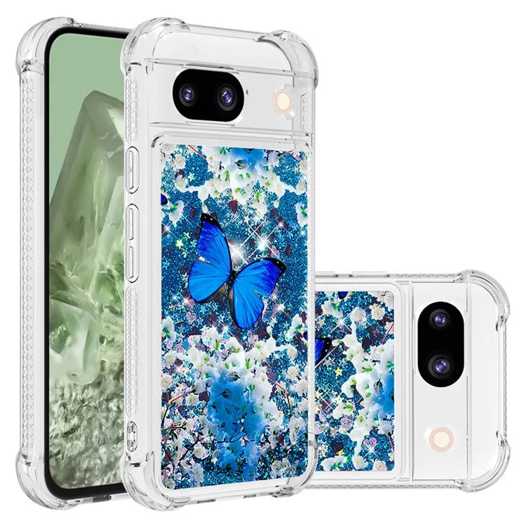 YB Quicksand Series-2 for Google Pixel 8a Case Pattern TPU Floating Sparkle Phone Cover