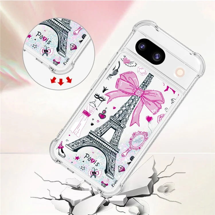YB Quicksand Series-2 for Google Pixel 8a Case Pattern TPU Floating Sparkle Phone Cover