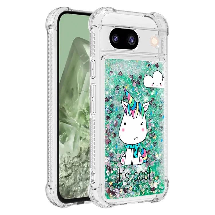YB Quicksand Series-2 for Google Pixel 8a Case Pattern TPU Floating Sparkle Phone Cover