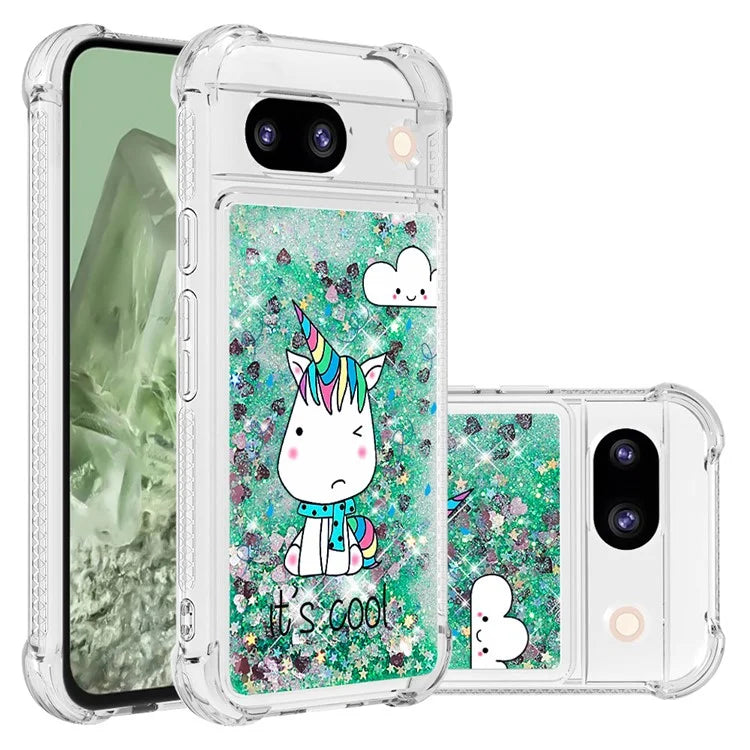 YB Quicksand Series-2 for Google Pixel 8a Case Pattern TPU Floating Sparkle Phone Cover
