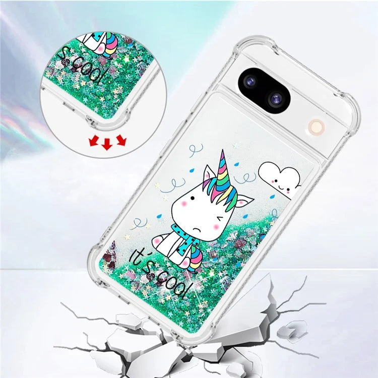 YB Quicksand Series-2 for Google Pixel 8a Case Pattern TPU Floating Sparkle Phone Cover