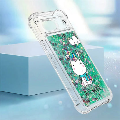 YB Quicksand Series-2 for Google Pixel 8a Case Pattern TPU Floating Sparkle Phone Cover
