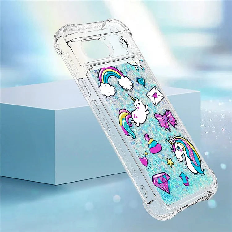 YB Quicksand Series-2 for Google Pixel 8a Case Pattern TPU Floating Sparkle Phone Cover