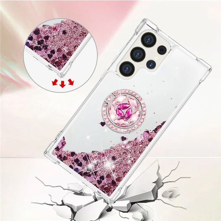 YB Quicksand Series-7 for Samsung Galaxy S24 Ultra Case Kickstand Liquid Floating Phone Cover