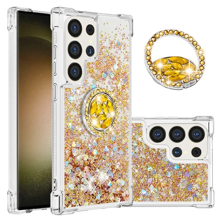 YB Quicksand Series-7 for Samsung Galaxy S24 Ultra Case Kickstand Liquid Floating Phone Cover