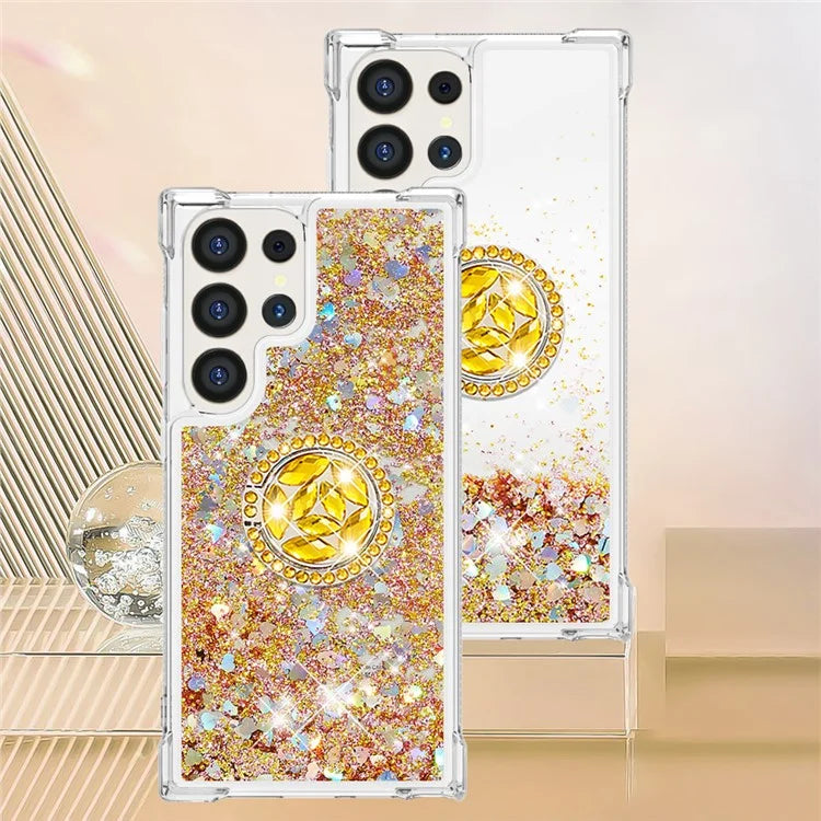 YB Quicksand Series-7 for Samsung Galaxy S24 Ultra Case Kickstand Liquid Floating Phone Cover