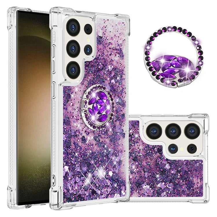 YB Quicksand Series-7 for Samsung Galaxy S24 Ultra Case Kickstand Liquid Floating Phone Cover