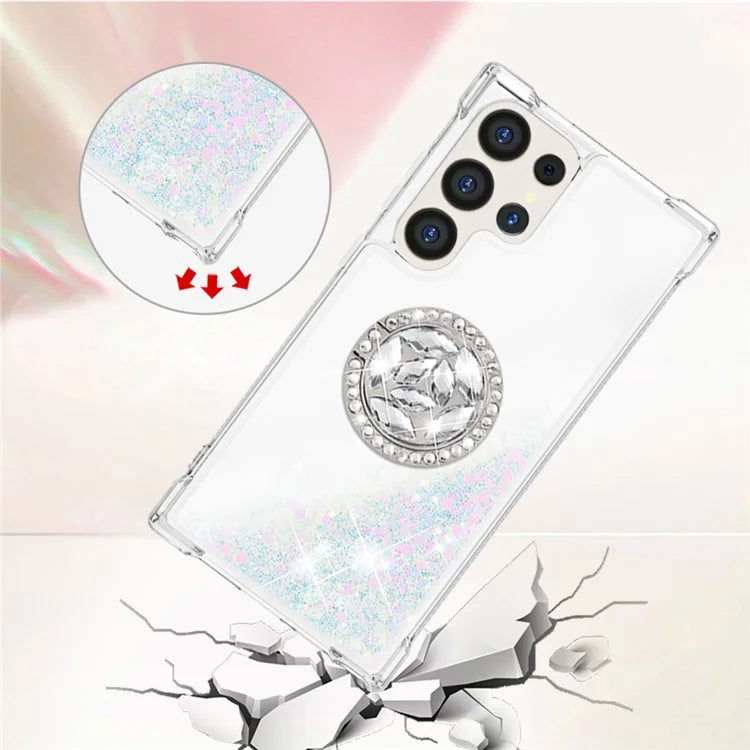 YB Quicksand Series-7 for Samsung Galaxy S24 Ultra Case Kickstand Liquid Floating Phone Cover