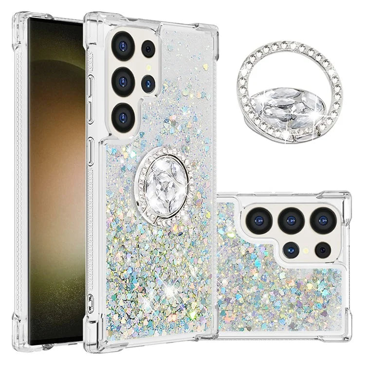 YB Quicksand Series-7 for Samsung Galaxy S24 Ultra Case Kickstand Liquid Floating Phone Cover