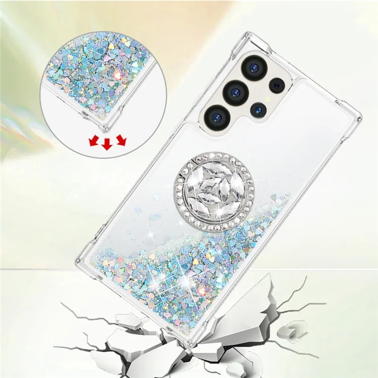 YB Quicksand Series-7 for Samsung Galaxy S24 Ultra Case Kickstand Liquid Floating Phone Cover