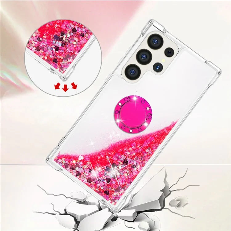 YB Quicksand Series-7 for Samsung Galaxy S24 Ultra Case Kickstand Liquid Floating Phone Cover