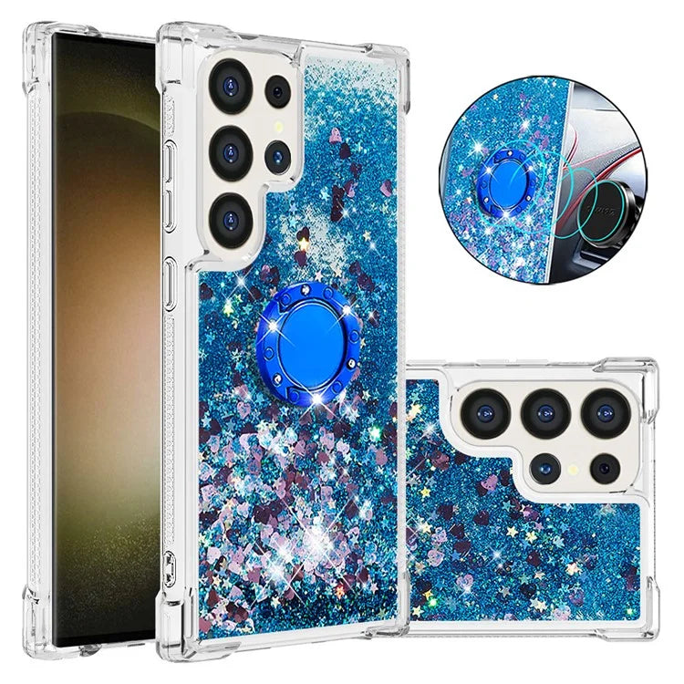 YB Quicksand Series-7 for Samsung Galaxy S24 Ultra Case Kickstand Liquid Floating Phone Cover