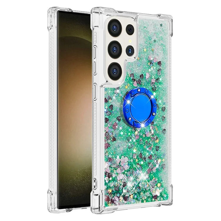 YB Quicksand Series-7 for Samsung Galaxy S24 Ultra Case Kickstand Liquid Floating Phone Cover