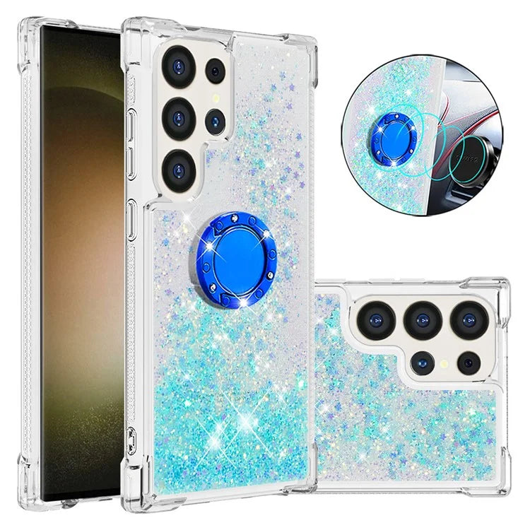 YB Quicksand Series-7 for Samsung Galaxy S24 Ultra Case Kickstand Liquid Floating Phone Cover