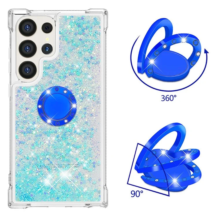 YB Quicksand Series-7 for Samsung Galaxy S24 Ultra Case Kickstand Liquid Floating Phone Cover