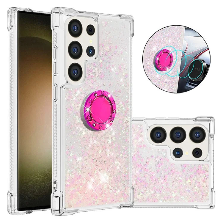 YB Quicksand Series-7 for Samsung Galaxy S24 Ultra Case Kickstand Liquid Floating Phone Cover