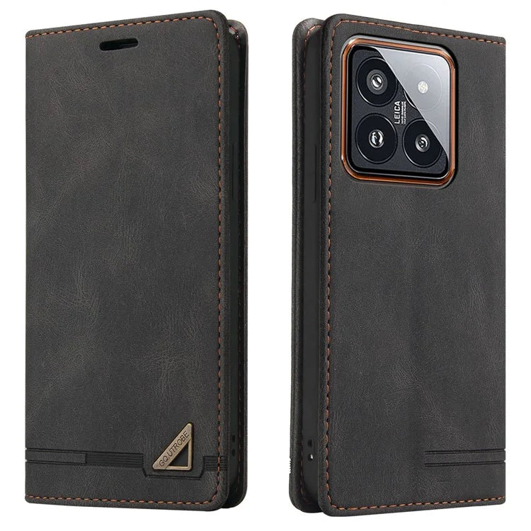 GQ.UTROBE 008 Series For Xiaomi 14 Pro Case Folio Flip Cell Phone Leather Cover