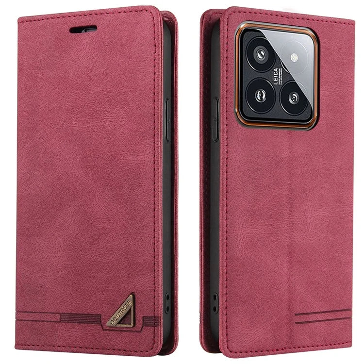 GQ.UTROBE 008 Series For Xiaomi 14 Pro Case Folio Flip Cell Phone Leather Cover