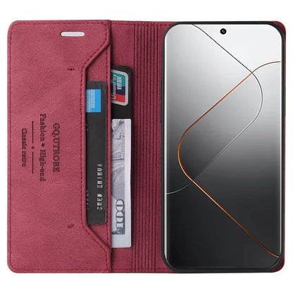 GQ.UTROBE 008 Series For Xiaomi 14 Pro Case Folio Flip Cell Phone Leather Cover