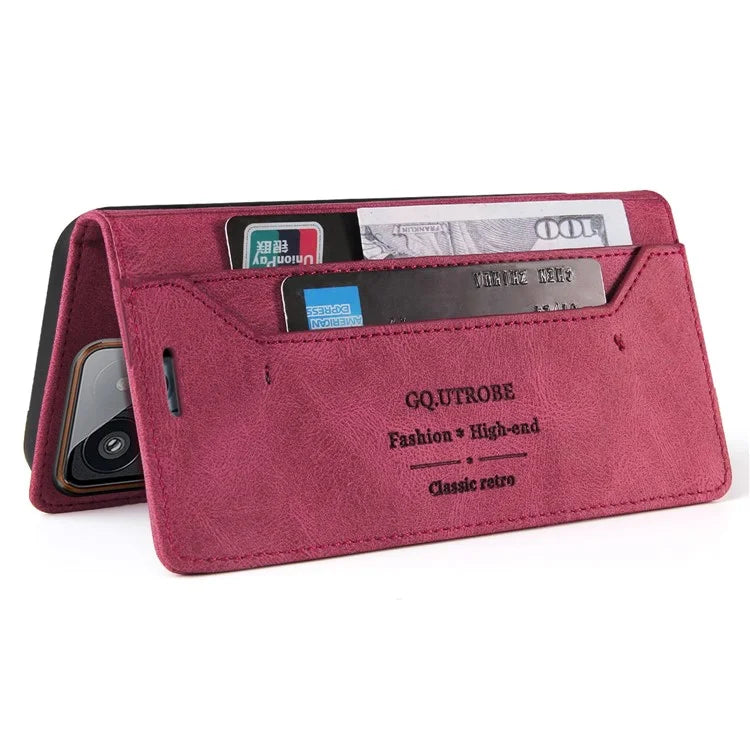 GQ.UTROBE 008 Series For Xiaomi 14 Pro Case Folio Flip Cell Phone Leather Cover