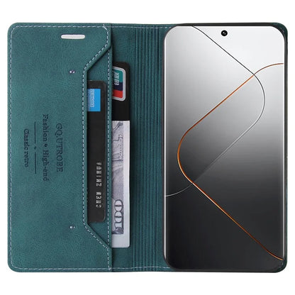 GQ.UTROBE 008 Series For Xiaomi 14 Pro Case Folio Flip Cell Phone Leather Cover