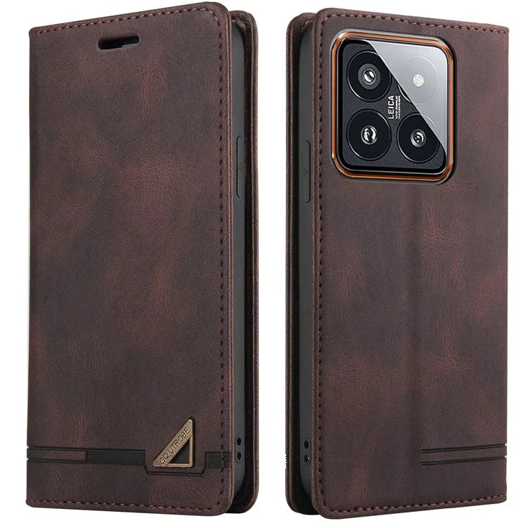 GQ.UTROBE 008 Series For Xiaomi 14 Pro Case Folio Flip Cell Phone Leather Cover