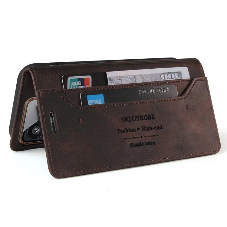 GQ.UTROBE 008 Series For Xiaomi 14 Pro Case Folio Flip Cell Phone Leather Cover
