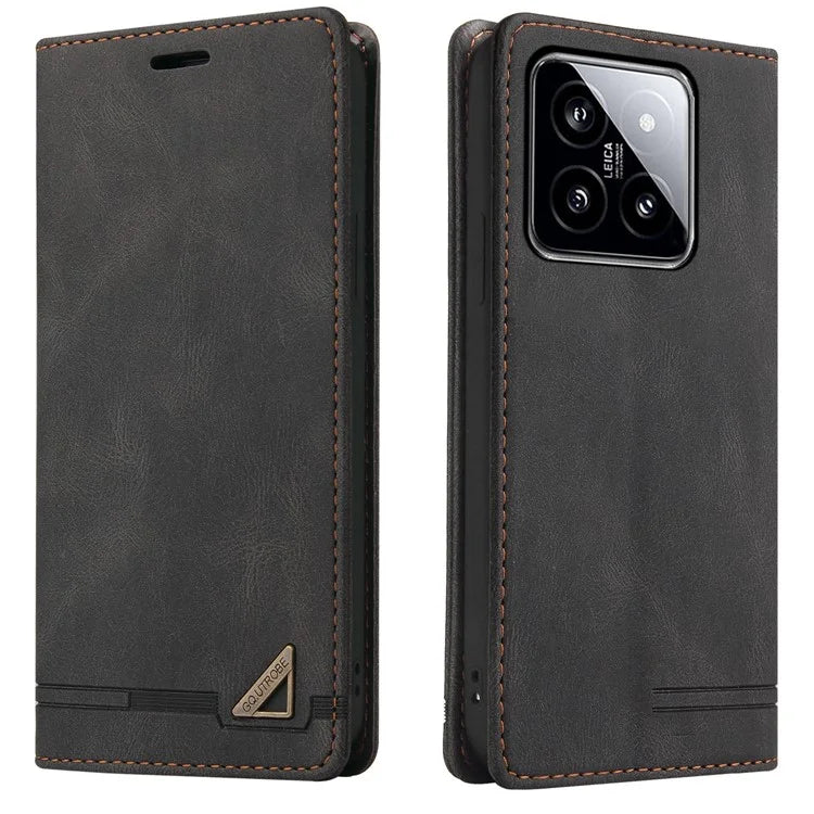 GQ.UTROBE 008 Series For Xiaomi 14 Case RFID Blocking PU Leather + TPU Flip Cover