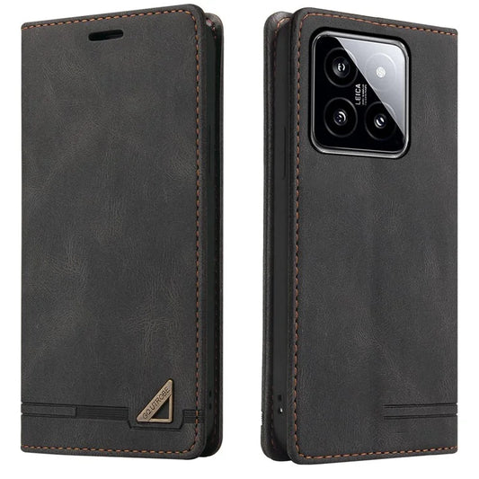 GQ.UTROBE 008 Series For Xiaomi 14 Case RFID Blocking PU Leather + TPU Flip Cover