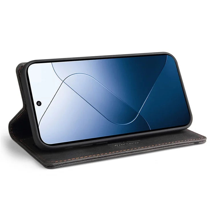 GQ.UTROBE 008 Series For Xiaomi 14 Case RFID Blocking PU Leather + TPU Flip Cover