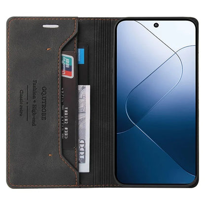 GQ.UTROBE 008 Series For Xiaomi 14 Case RFID Blocking PU Leather + TPU Flip Cover