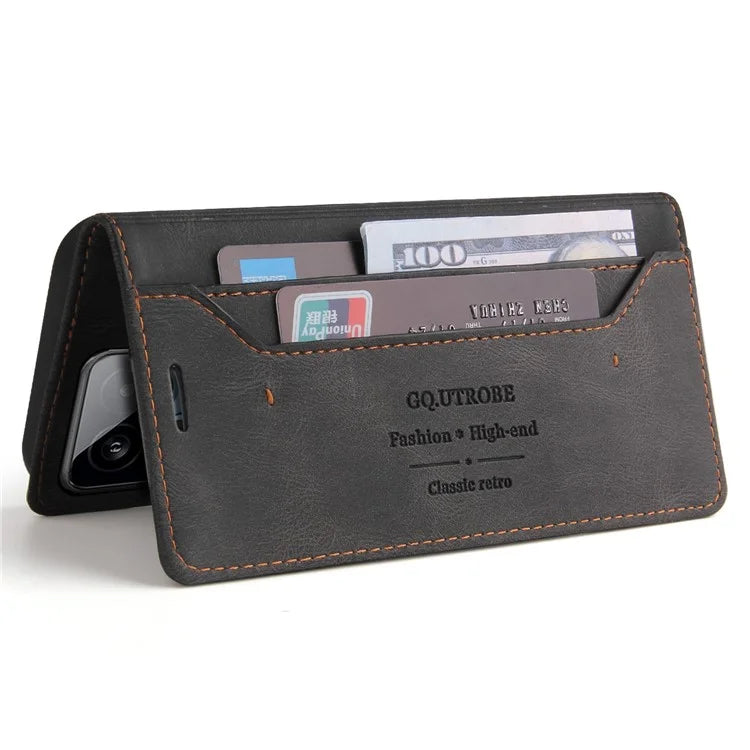 GQ.UTROBE 008 Series For Xiaomi 14 Case RFID Blocking PU Leather + TPU Flip Cover