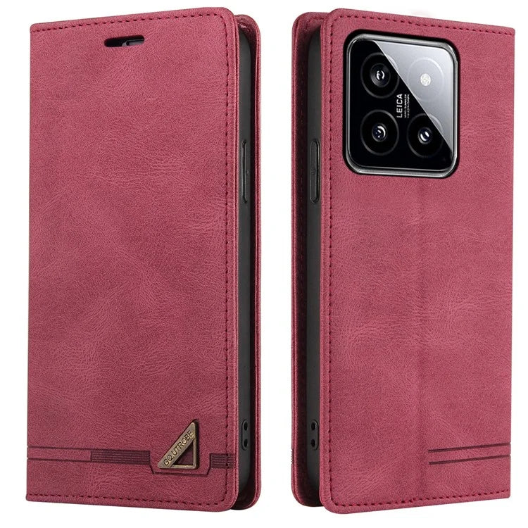 GQ.UTROBE 008 Series For Xiaomi 14 Case RFID Blocking PU Leather + TPU Flip Cover