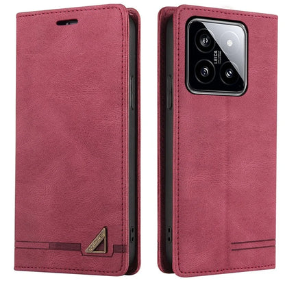 GQ.UTROBE 008 Series For Xiaomi 14 Case RFID Blocking PU Leather + TPU Flip Cover