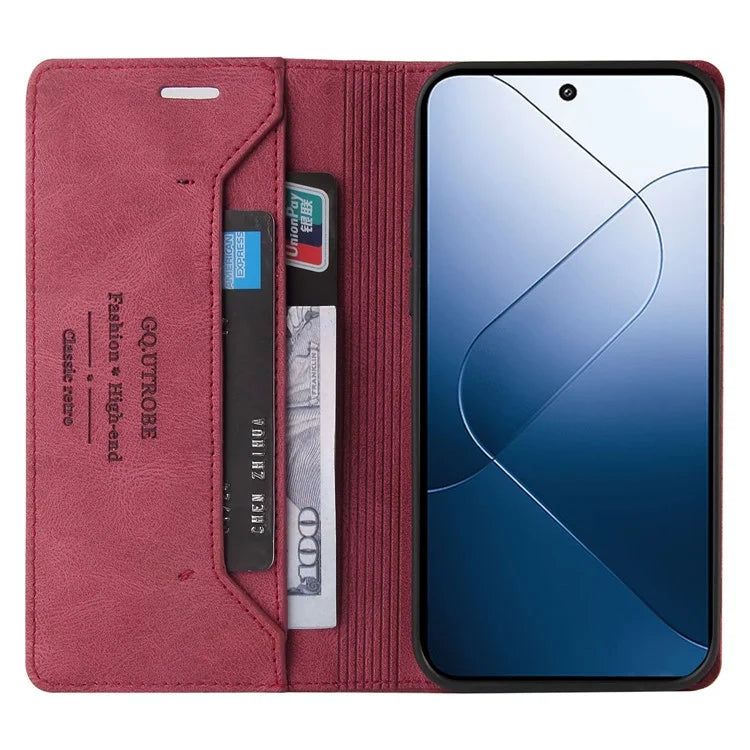 GQ.UTROBE 008 Series For Xiaomi 14 Case RFID Blocking PU Leather + TPU Flip Cover