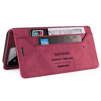 GQ.UTROBE 008 Series For Xiaomi 14 Case RFID Blocking PU Leather + TPU Flip Cover