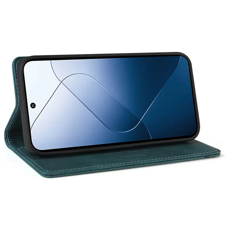 GQ.UTROBE 008 Series For Xiaomi 14 Case RFID Blocking PU Leather + TPU Flip Cover