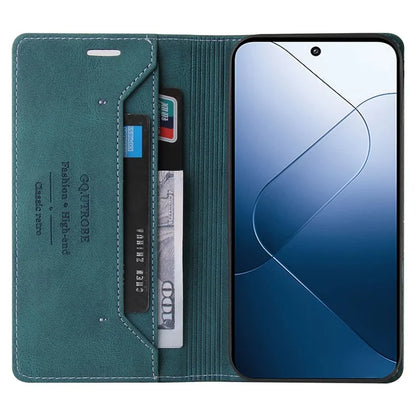 GQ.UTROBE 008 Series For Xiaomi 14 Case RFID Blocking PU Leather + TPU Flip Cover