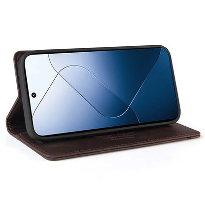 GQ.UTROBE 008 Series For Xiaomi 14 Case RFID Blocking PU Leather + TPU Flip Cover