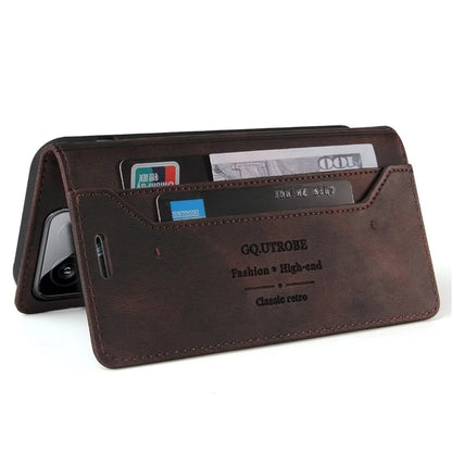 GQ.UTROBE 008 Series For Xiaomi 14 Case RFID Blocking PU Leather + TPU Flip Cover