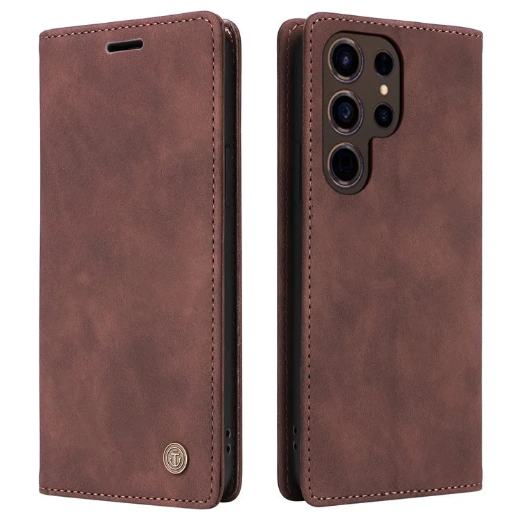 006 Series For Samsung Galaxy S24 Ultra Case PU Leather Folding Stand Cover with Suction Cups Closure