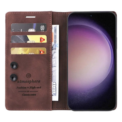 006 Series For Samsung Galaxy S24 Ultra Case PU Leather Folding Stand Cover with Suction Cups Closure