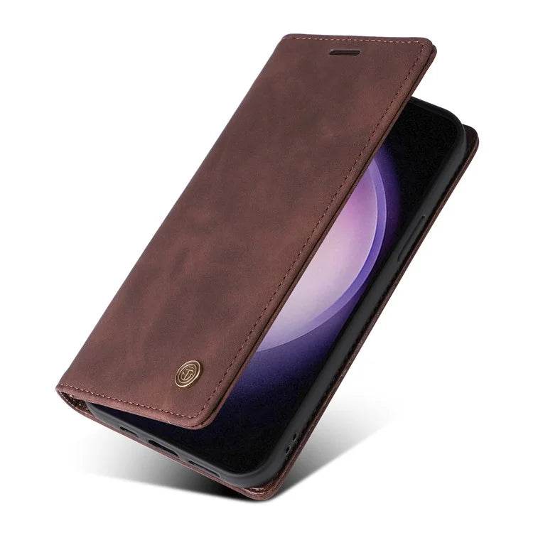 006 Series For Samsung Galaxy S24 Ultra Case PU Leather Folding Stand Cover with Suction Cups Closure