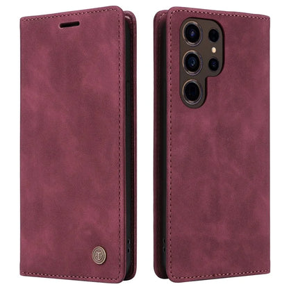 006 Series For Samsung Galaxy S24 Ultra Case PU Leather Folding Stand Cover with Suction Cups Closure