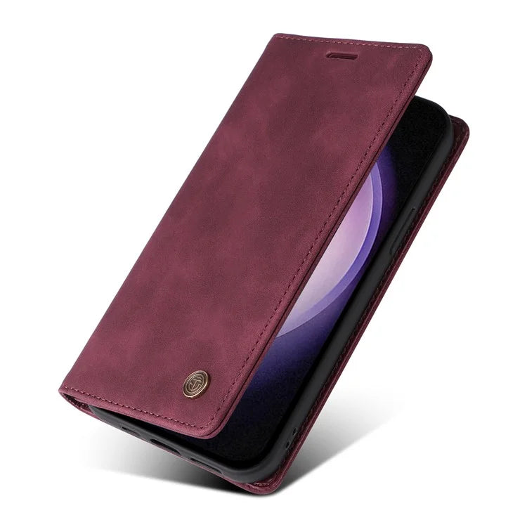 006 Series For Samsung Galaxy S24 Ultra Case PU Leather Folding Stand Cover with Suction Cups Closure