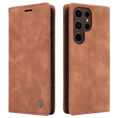 006 Series For Samsung Galaxy S24 Ultra Case PU Leather Folding Stand Cover with Suction Cups Closure