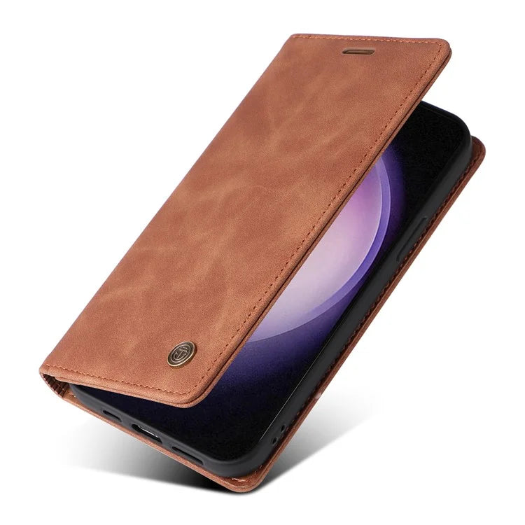 006 Series For Samsung Galaxy S24 Ultra Case PU Leather Folding Stand Cover with Suction Cups Closure